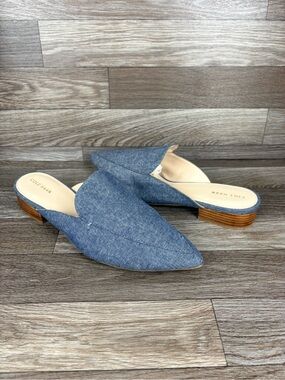 Cole Haan Piper Denim Chambray Mules Pointy Toe Slip On Loafers Women’s Sz 10